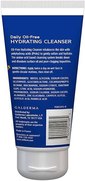Differin Facial Cleanser, Daily Oil Free Hydrating Face Wash by the makers of Differin Gel, Gentle Skin Care for Acne Prone Skin, PHAs, 6 Oz. - Image 6