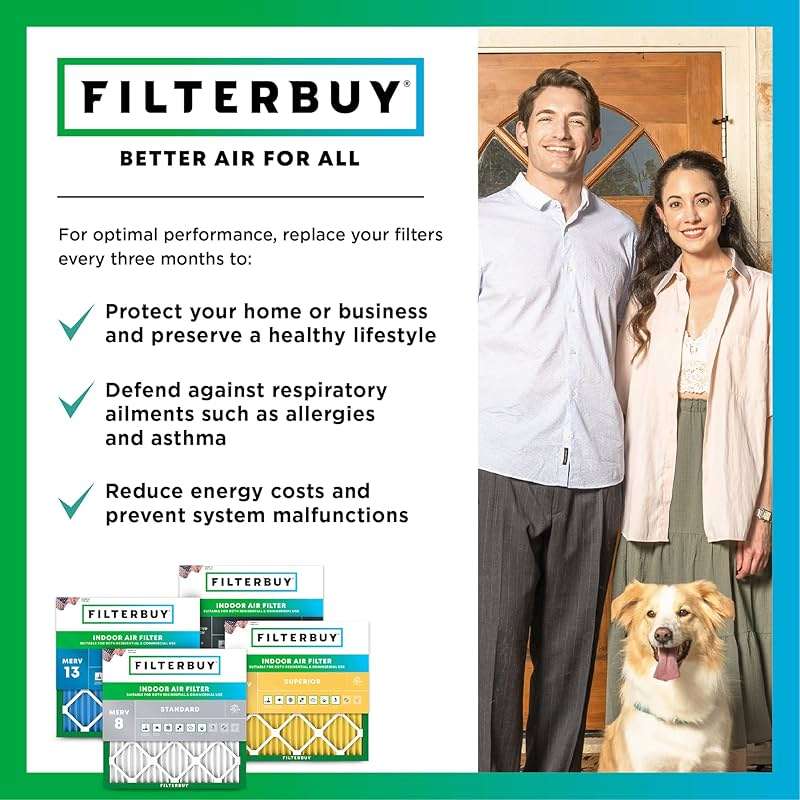 Filterbuy 20x25x1 Air Filter MERV 10 Odor & Allergy Defense with Activated Carbon (2-Pack), Electrostatic Pleated HVAC AC Furnace Filters Replacement, Made in USA (Actual Size: 19.50 x 24.50 x 0.75) - Image 7