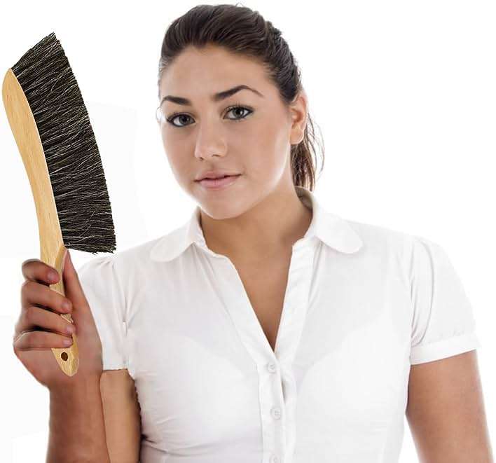 Horse Hair Brush Hand Broom Dusting Brush for Home Cleaning, Wood Handle Soft Brush Duster for Counter Furniture, Bed, Bench Fireplace,Car, Shop Brush Cleaning 14" Long - Image 2