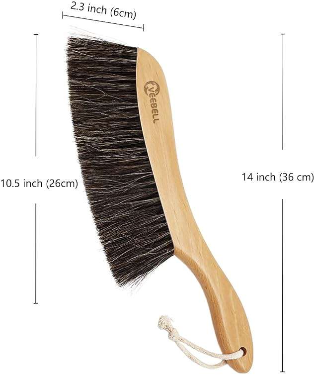 Horse Hair Brush Hand Broom Dusting Brush for Home Cleaning, Wood Handle Soft Brush Duster for Counter Furniture, Bed, Bench Fireplace,Car, Shop Brush Cleaning 14" Long - Image 3