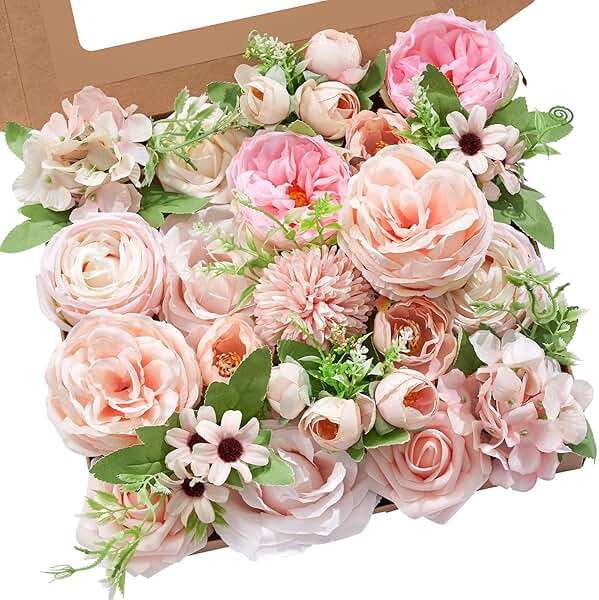 Serwalin Artificial Flowers Pink Flowers Fake Silk Flowers Wedding Cake Flowers for Wedding Bouquets Table Centerpieces Spring Decor Party Baby Shower Decoration - Image 1