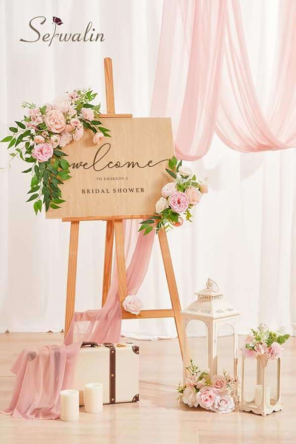 Serwalin Artificial Flowers Pink Flowers Fake Silk Flowers Wedding Cake Flowers for Wedding Bouquets Table Centerpieces Spring Decor Party Baby Shower Decoration - Image 4