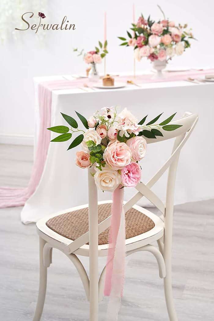 Serwalin Artificial Flowers Pink Flowers Fake Silk Flowers Wedding Cake Flowers for Wedding Bouquets Table Centerpieces Spring Decor Party Baby Shower Decoration - Image 7
