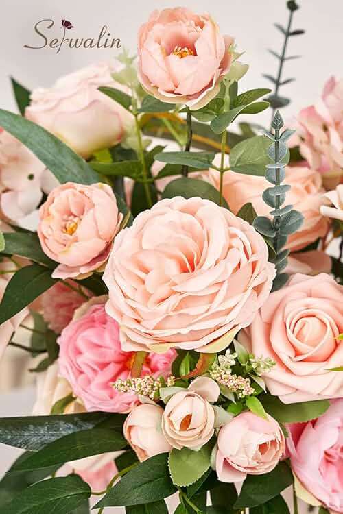 Serwalin Artificial Flowers Pink Flowers Fake Silk Flowers Wedding Cake Flowers for Wedding Bouquets Table Centerpieces Spring Decor Party Baby Shower Decoration - Image 8