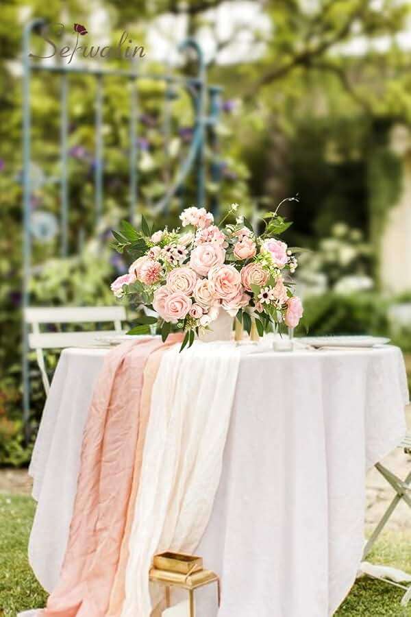 Serwalin Artificial Flowers Pink Flowers Fake Silk Flowers Wedding Cake Flowers for Wedding Bouquets Table Centerpieces Spring Decor Party Baby Shower Decoration - Image 9