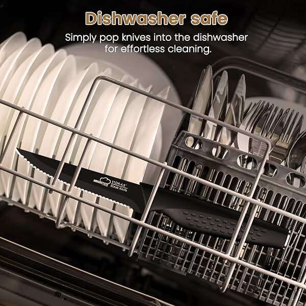 Amorston Steak Knives, Steak Knives Set of 8, Stainless Steel Steak Knife Set, Serrated Knives Dishwasher Safe, Elegant Black Mothers Day Gifts for Women - Image 6
