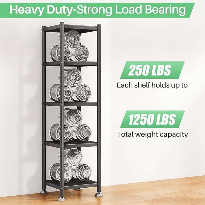 PXRACK 5-Tier Kitchen Storage Shelves, Adjustable Metal Shelves for Storage Pantry Shelves with Rolling Wheels, Storage Rack Shelving Unit Organizer for Bedroom Laundry Closet - Image 3