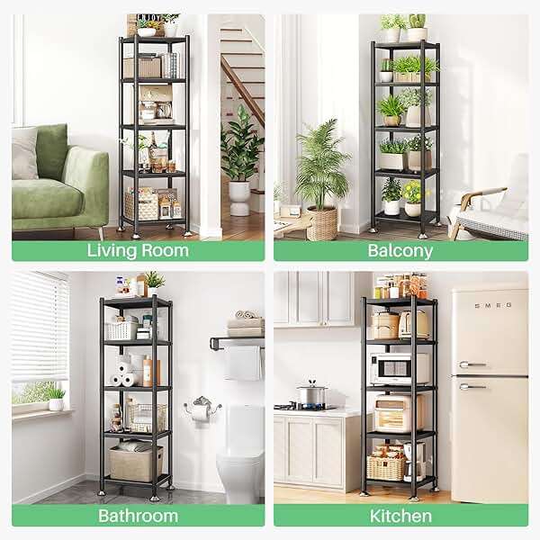 PXRACK 5-Tier Kitchen Storage Shelves, Adjustable Metal Shelves for Storage Pantry Shelves with Rolling Wheels, Storage Rack Shelving Unit Organizer for Bedroom Laundry Closet - Image 10
