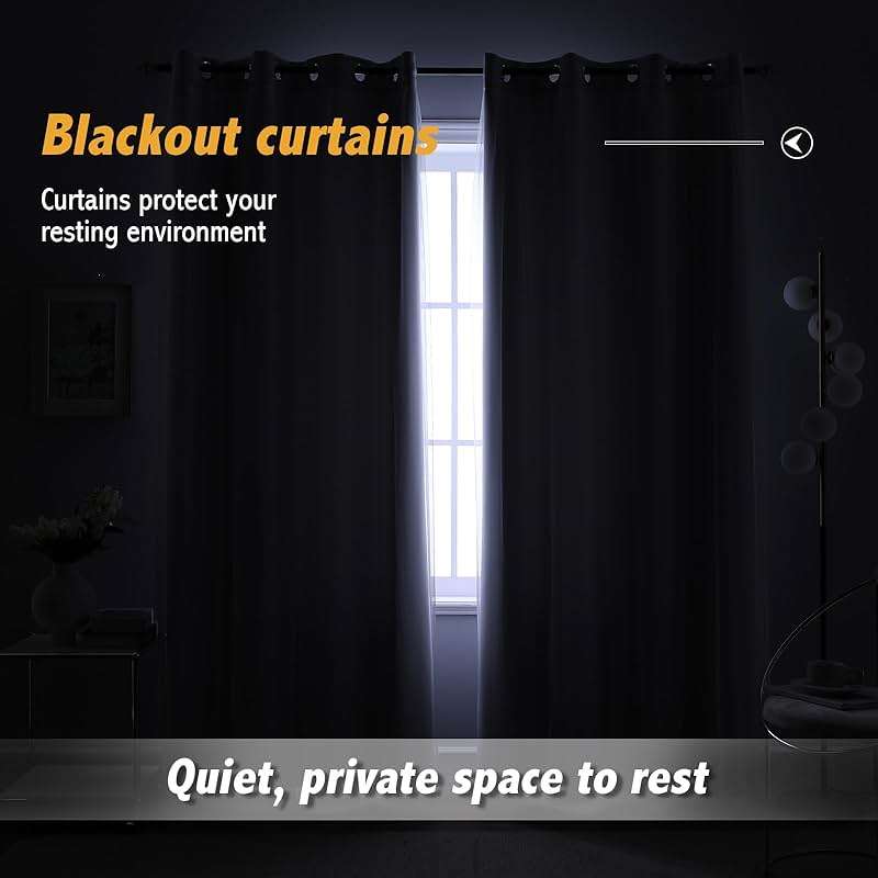 Anytime Home Curtains Blackout and Sheer Layered Solid Window Curtain Panel Pair with Grommet Top, 52Wx63L,Greyish White - Image 4