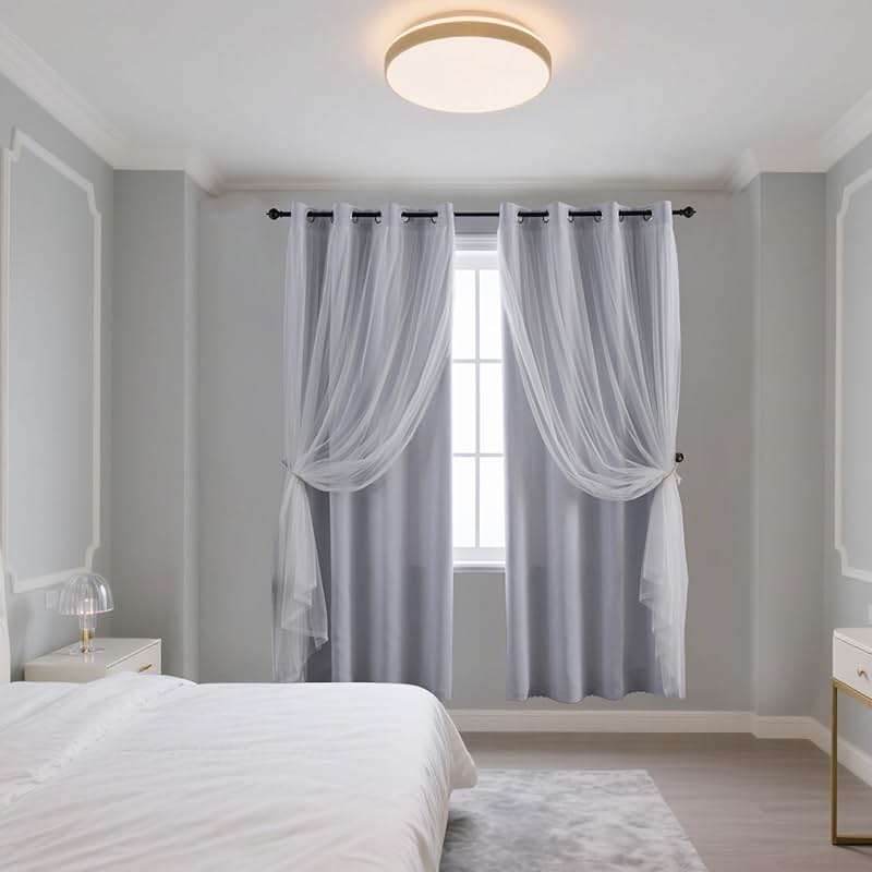 Anytime Home Curtains Blackout and Sheer Layered Solid Window Curtain Panel Pair with Grommet Top, 52Wx63L,Greyish White - Image 5