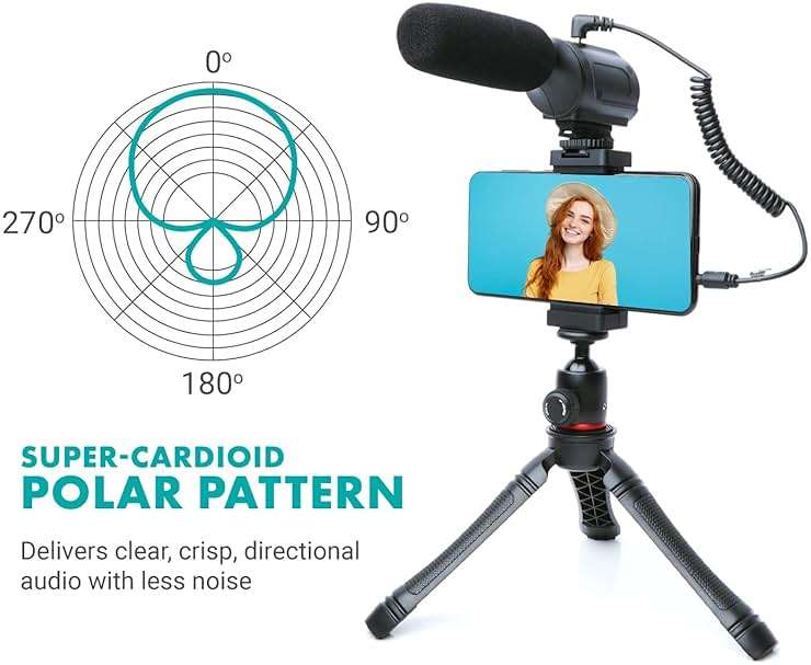 Movo uVlogger- Android/USB-C Compatible Vlogging Kit Smartphone Video Kit Accessories: Tripod, Mount, LED Light and Cellphone Shotgun Microphone for Video Recording for YouTube, Vlog - Image 5