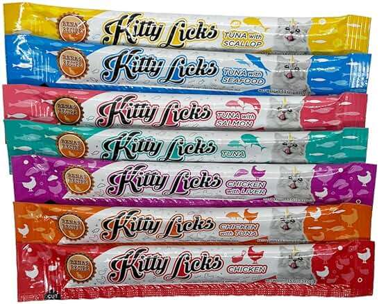 Rena's Recipe Kitty Licks Lickable Cat Treats Variety Pack, 28 Tubes | Creamy purée cat treats in 7 delicious flavors, including tuna and chicken. - Image 5