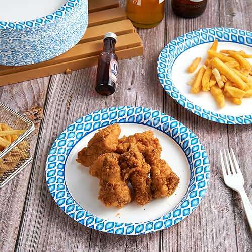 MUCHII 8.375 Inch Disposable Paper Plates, 300 Count Soak and Cut Proof Printed Paper Plates for Daily Use, Holiday for Family Gatherings, Parties, Picnic - Image 2