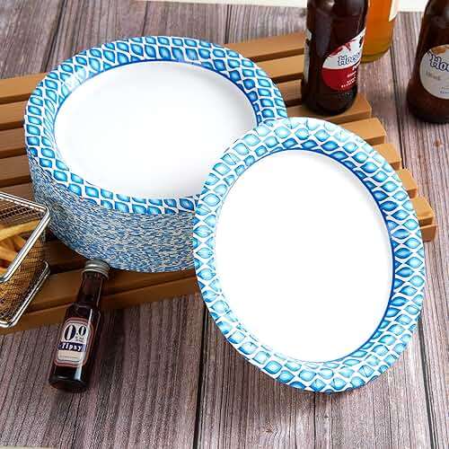 MUCHII 8.375 Inch Disposable Paper Plates, 300 Count Soak and Cut Proof Printed Paper Plates for Daily Use, Holiday for Family Gatherings, Parties, Picnic - Image 6