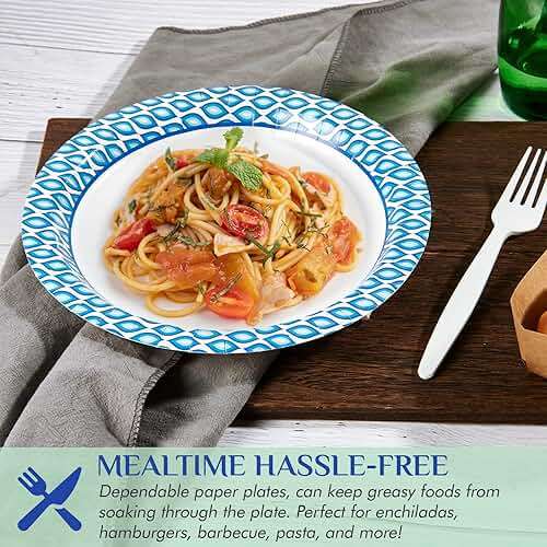 MUCHII 8.375 Inch Disposable Paper Plates, 300 Count Soak and Cut Proof Printed Paper Plates for Daily Use, Holiday for Family Gatherings, Parties, Picnic - Image 7