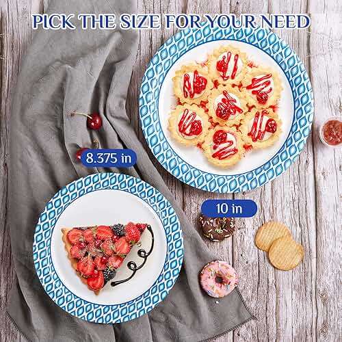 MUCHII 8.375 Inch Disposable Paper Plates, 300 Count Soak and Cut Proof Printed Paper Plates for Daily Use, Holiday for Family Gatherings, Parties, Picnic - Image 8