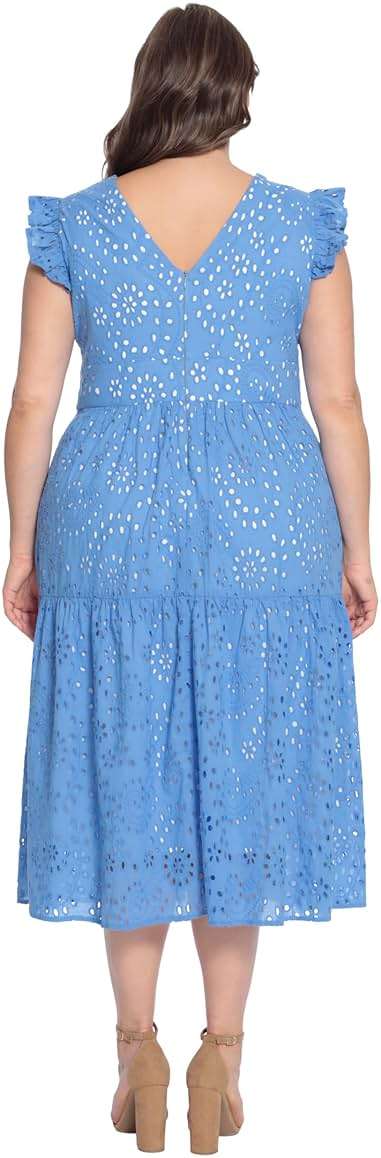 Maggy London Women's Maggy London Women's Dresses Sleeveless V-Neck with Ruffle Shoulder Detail and Tiered Skirt - Image 3
