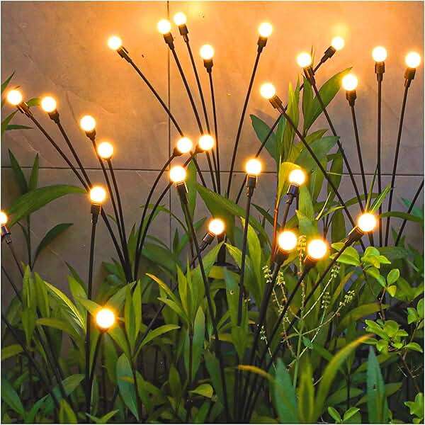 TONULAX Solar Garden Lights - Upgraded Solar Swaying Light, Sway by Wind, Outdoor Lights, Yard Patio Pathway Decoration, High Flexibility Iron Wire & Heavy Bulb Base, Warm White (4 Pack) - Image 1