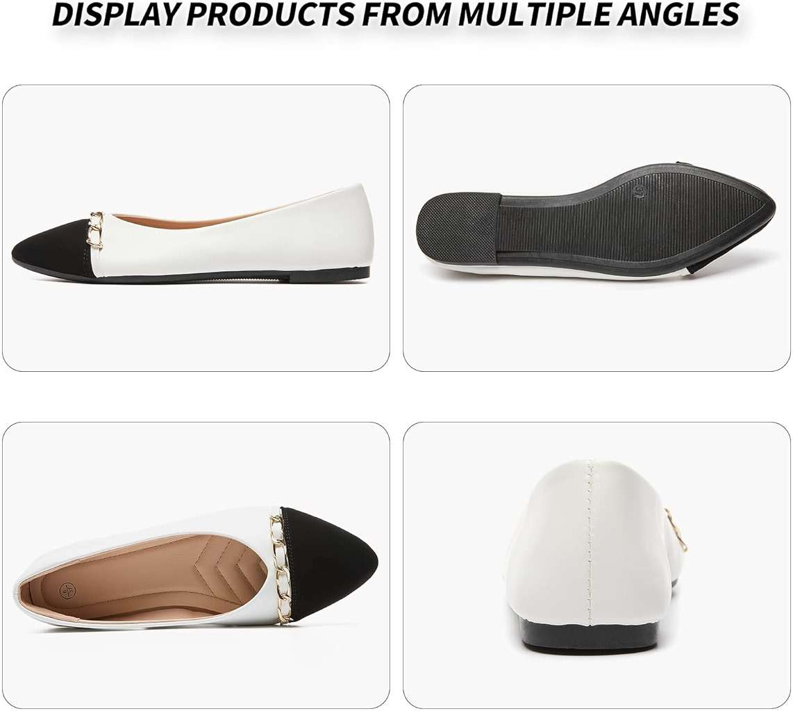 BABUDOG Women's Black Flats Shoes,White Dress Shoes for Women,Crimping Faux Suede Ballet Flats Comfortable - Image 6