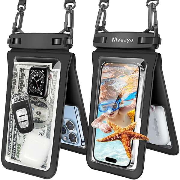 Niveaya IPX8 Double Space Waterproof Phone Pouch (up to 8.3") -2 Pack Waterproof Phone Case with Lanyard for iPhone 17 16 15 Pro Max,Touchscreen & Underwater Photography, Beach Cruise Essentials 2026 - Image 1