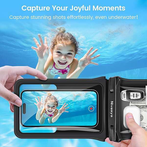 Niveaya IPX8 Double Space Waterproof Phone Pouch (up to 8.3") -2 Pack Waterproof Phone Case with Lanyard for iPhone 17 16 15 Pro Max,Touchscreen & Underwater Photography, Beach Cruise Essentials 2026 - Image 6