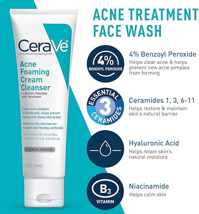 CeraVe Acne Skin Care Set, 5oz Acne Foaming Cream Cleanser + 1oz Resurfacing Retinol Serum + 2oz AM Facial Moisturizing Lotion with SPF 30 + 2oz PM Facial Moisturizing Lotion - Image 3