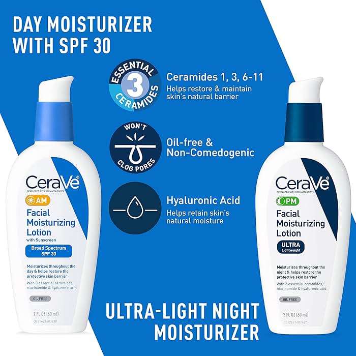 CeraVe Acne Skin Care Set, 5oz Acne Foaming Cream Cleanser + 1oz Resurfacing Retinol Serum + 2oz AM Facial Moisturizing Lotion with SPF 30 + 2oz PM Facial Moisturizing Lotion - Image 5
