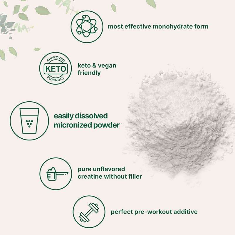 Micro Ingredients Creatine Monohydrate Powder 1 kg (2.2 Lbs), 5000mg Per Serv, Micronized Creatine Powder, Unflavored, No Filler, Keto & Vegan, Easy Dissolve, Pre Workout for Women & Men* - Image 3