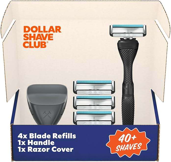 Dollar Shave Club | Travel Shave Set | 4 Swift Rinse Refill Cartridges, 1 Handle (Black), 1 Razor Cover - Image 1