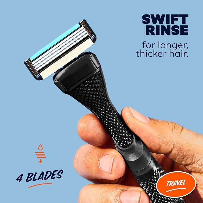 Dollar Shave Club | Travel Shave Set | 4 Swift Rinse Refill Cartridges, 1 Handle (Black), 1 Razor Cover - Image 5