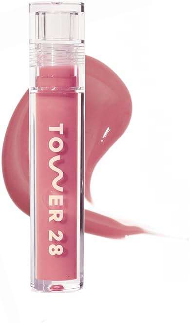 Tower 28 ShineOn Lip Gloss Jelly - Hydrating Tinted Lip Balm + Milky Gloss for Sensitive Lips - Non-Sticky + High-Shine Jelly Formula with Nourishing Oil Blend - Pistachio - Nude Pink (0.13) - Image 1