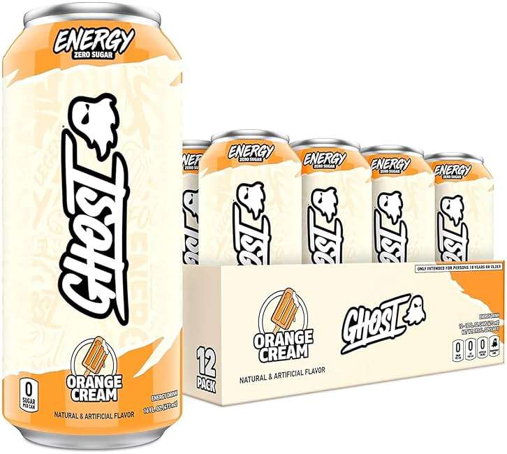 GHOST Energy Drink - 12-Pack, Orange Cream, 16oz Cans - Energy & Focus & No Artificial Colors - 200mg of Natural Caffeine, L-Carnitine & Taurine - Gluten-Free & Vegan - Image 1
