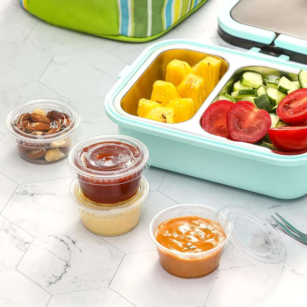 VITEVER 130 sets - 2 oz Jello Shot Cups, Small Plastic Containers with Lids, Airtight and Stackable Portion Cups, Salad Dressing Container, Dipping Sauce Cups, Condiment Cups - Image 8