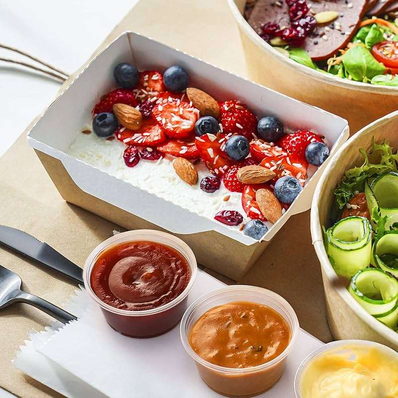 VITEVER 130 sets - 2 oz Jello Shot Cups, Small Plastic Containers with Lids, Airtight and Stackable Portion Cups, Salad Dressing Container, Dipping Sauce Cups, Condiment Cups - Image 9