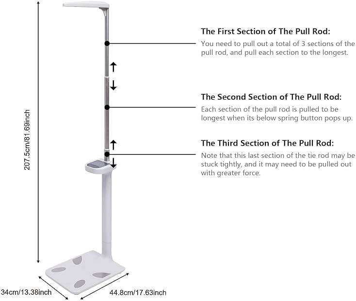 Professional Digital Physicians Scale 440lbs/200kg Capacity Digital Medical Scale for Body Weight and Height Scale Range 80-210CM BMI Body Fat Measurement Device (US Stock) - Image 3