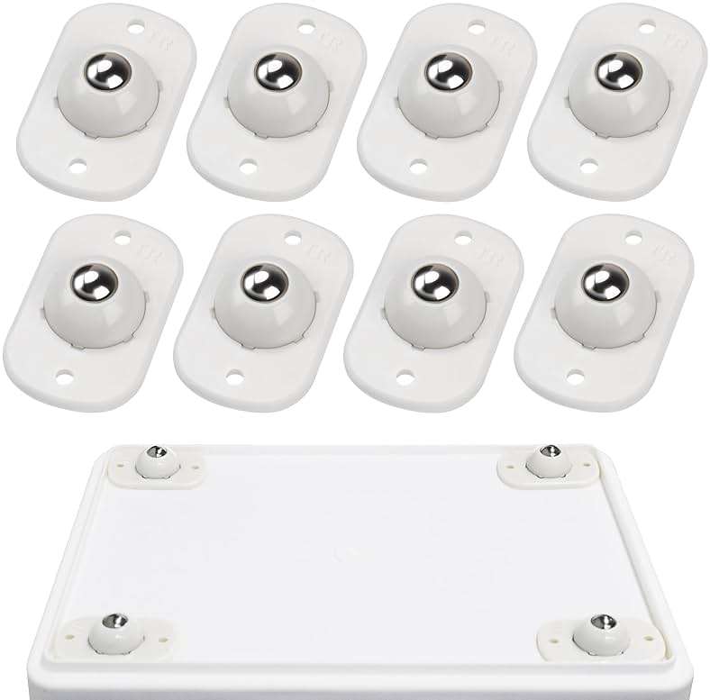 TRVL FIELDER Self Adhesive Caster Wheels, Appliance Rollers Appliance Slider for Kitchen, 360° Swivel Small Casters - Solve Coffee Maker Air Fryer Small Appliances Countertop Sliding (8, White-Swivel) - Image 1