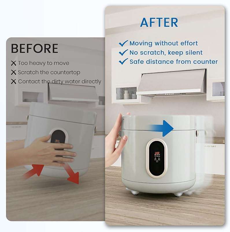 TRVL FIELDER Self Adhesive Caster Wheels, Appliance Rollers Appliance Slider for Kitchen, 360° Swivel Small Casters - Solve Coffee Maker Air Fryer Small Appliances Countertop Sliding (8, White-Swivel) - Image 6