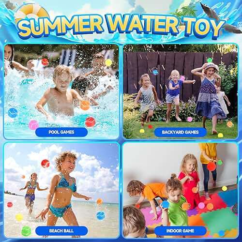 BEFANS 60 Pcs Reusable Water Balls, Reusable Water Balloons for Outdoor Toys and Games, Water Toys for Kids and Adults Boys and Girls - Summer Toys Ball for Pool and Backyard Fun - Image 2