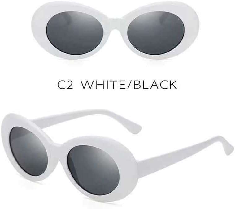 ADMIRING White Oval Round Sunglasses Thick Bold Clout Goggles Oval Mod Retro Vintage Kurt Cobain Inspired Sunglasses Lens - Image 3