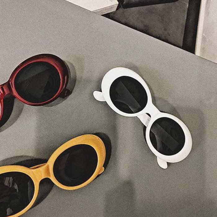 ADMIRING White Oval Round Sunglasses Thick Bold Clout Goggles Oval Mod Retro Vintage Kurt Cobain Inspired Sunglasses Lens - Image 4