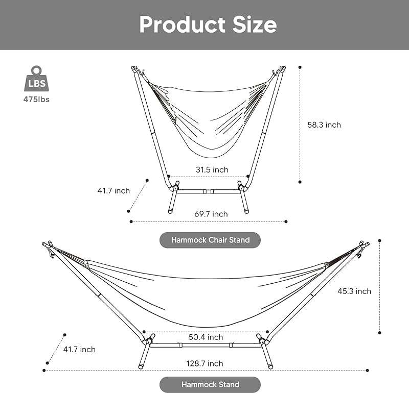 SUNCREAT 2-in-1 Hammocks Hammock Chair with Stand, 475 lbs Capacity, Heavy Duty Two Person Hammock with Stand, Patented, Blue Stripe - Image 2