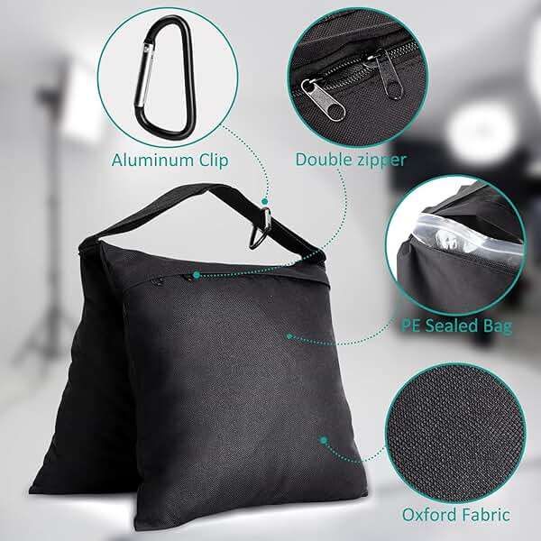 Aimosen 4 Packs Sandbags Weight Bags for Light Stand Photography Video Equipment, Heavy Duty Saddlebag for Backdrop Stand, Photo Tripod, Canopy, Pop up Tent, Umbrella Base, Fishing Chair, Picnic Table - Image 3