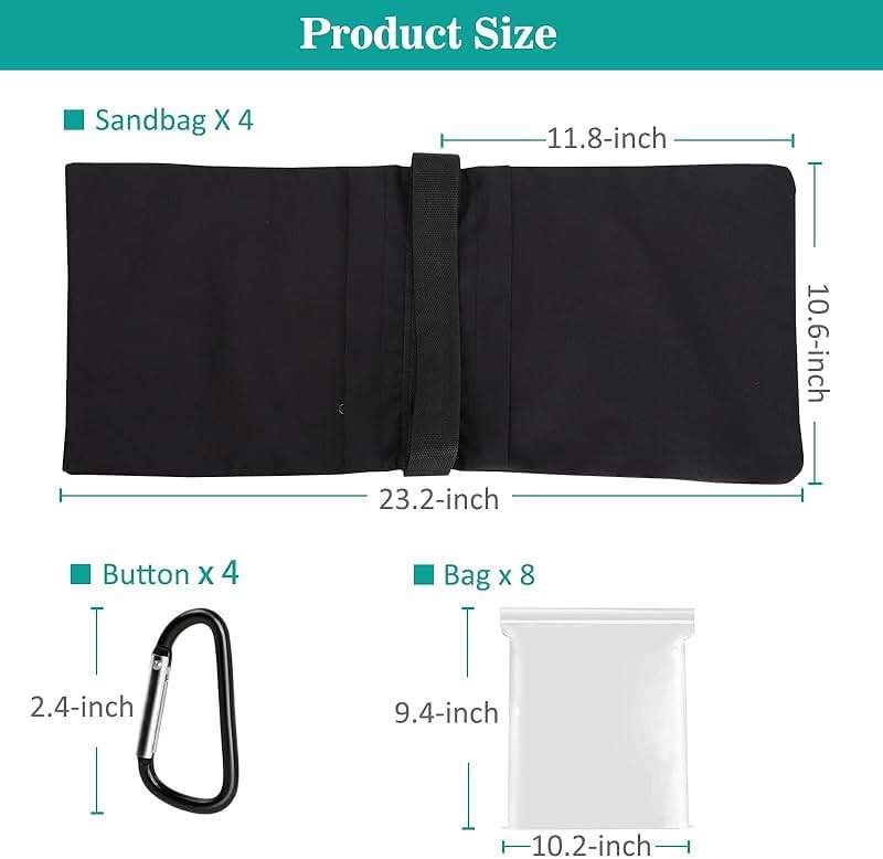 Aimosen 4 Packs Sandbags Weight Bags for Light Stand Photography Video Equipment, Heavy Duty Saddlebag for Backdrop Stand, Photo Tripod, Canopy, Pop up Tent, Umbrella Base, Fishing Chair, Picnic Table - Image 5