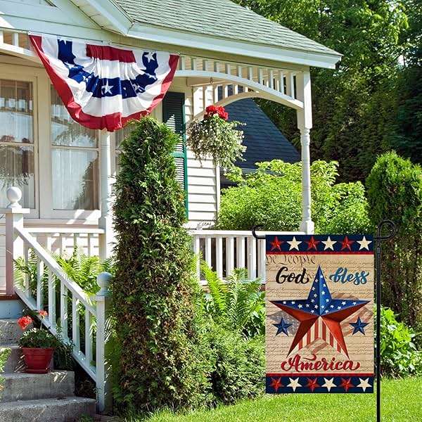 Patriotic God Bless America 4th of July Garden Flag 12 x 18 Inch Vertical Double Sided Blue Red Star Independence Day Memorial Day Yard Outside Décor - Image 2