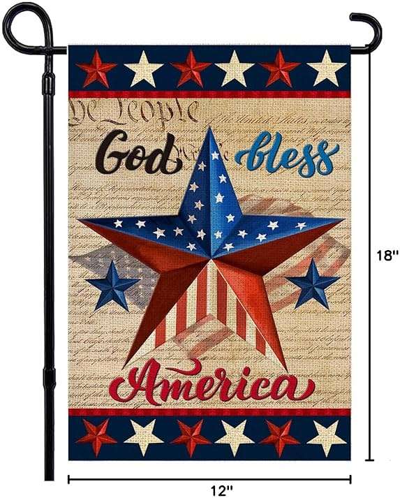 Patriotic God Bless America 4th of July Garden Flag 12 x 18 Inch Vertical Double Sided Blue Red Star Independence Day Memorial Day Yard Outside Décor - Image 3