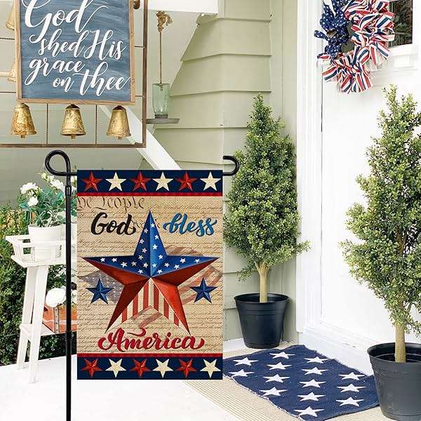 Patriotic God Bless America 4th of July Garden Flag 12 x 18 Inch Vertical Double Sided Blue Red Star Independence Day Memorial Day Yard Outside Décor - Image 4