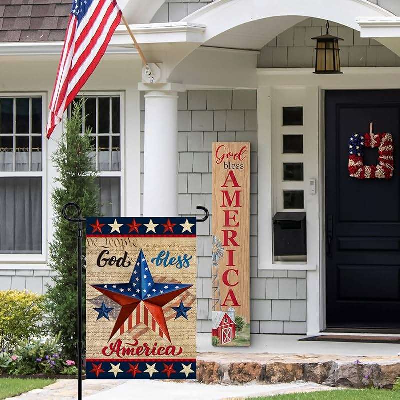 Patriotic God Bless America 4th of July Garden Flag 12 x 18 Inch Vertical Double Sided Blue Red Star Independence Day Memorial Day Yard Outside Décor - Image 6
