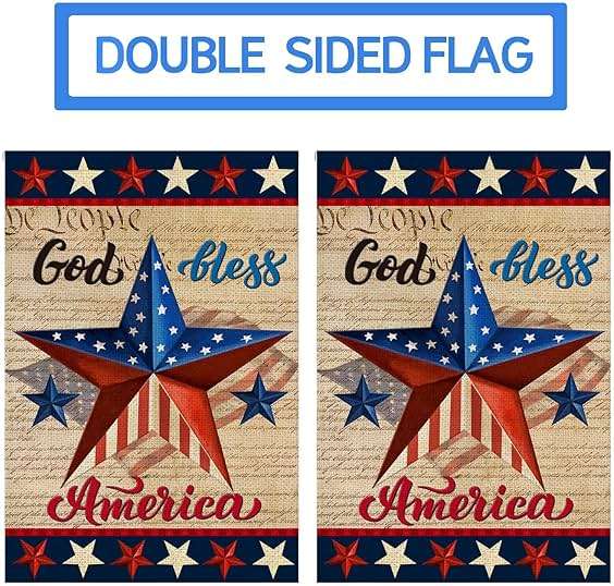 Patriotic God Bless America 4th of July Garden Flag 12 x 18 Inch Vertical Double Sided Blue Red Star Independence Day Memorial Day Yard Outside Décor - Image 7