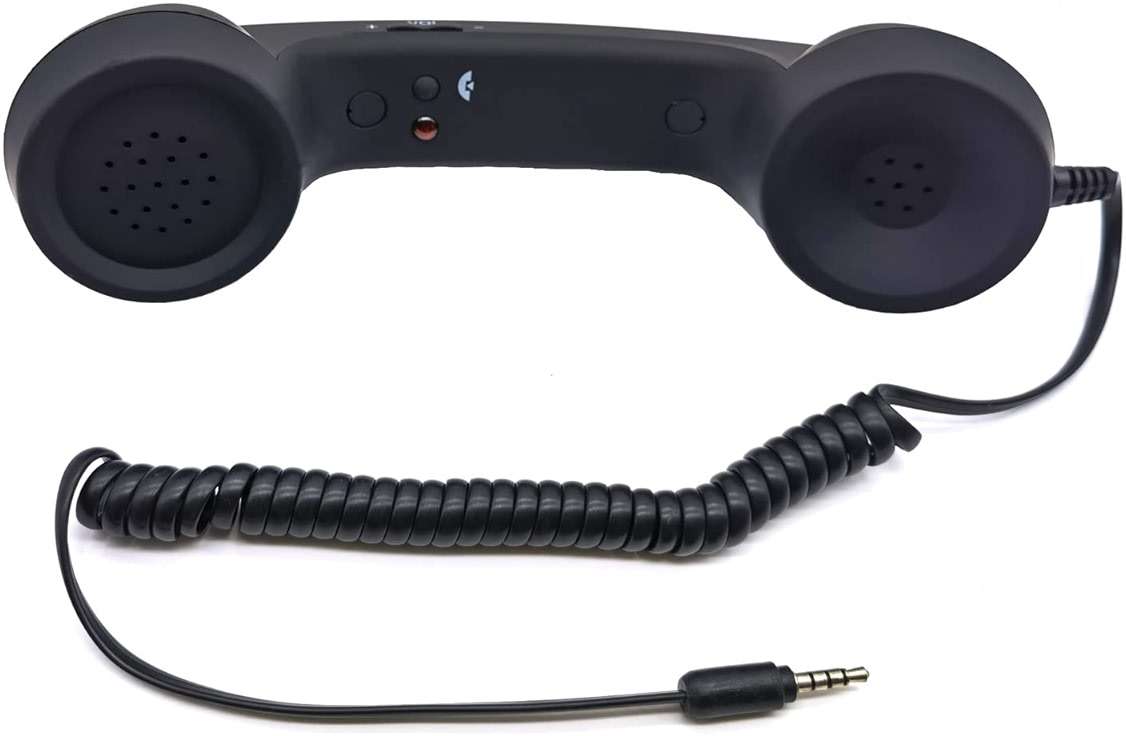 BlueMart 3.5mm Vintage Retro Telephone Handset Cell Phone Receiver Mic Microphone Speaker for iPhone iPad Mobile Phones Cellphone Smartphone (Black) - Image 2