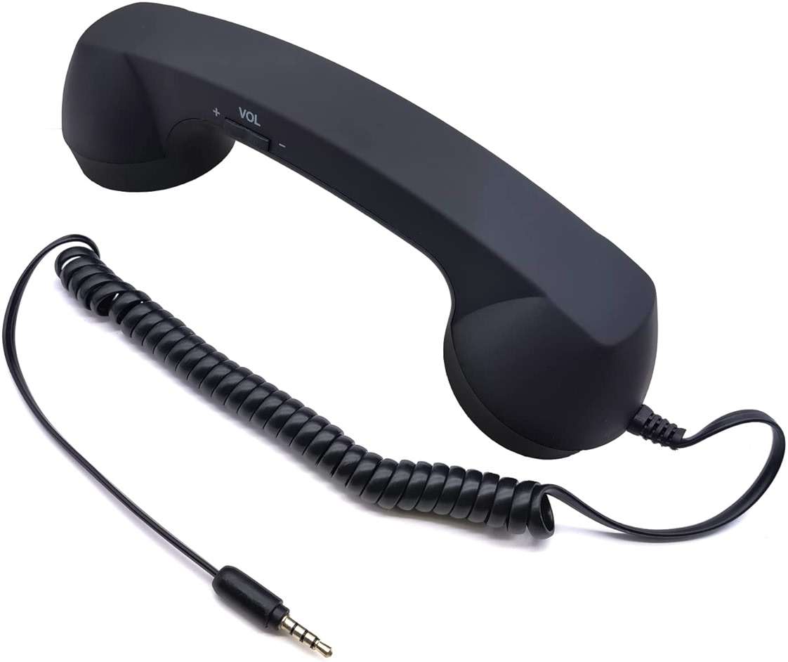 BlueMart 3.5mm Vintage Retro Telephone Handset Cell Phone Receiver Mic Microphone Speaker for iPhone iPad Mobile Phones Cellphone Smartphone (Black) - Image 3